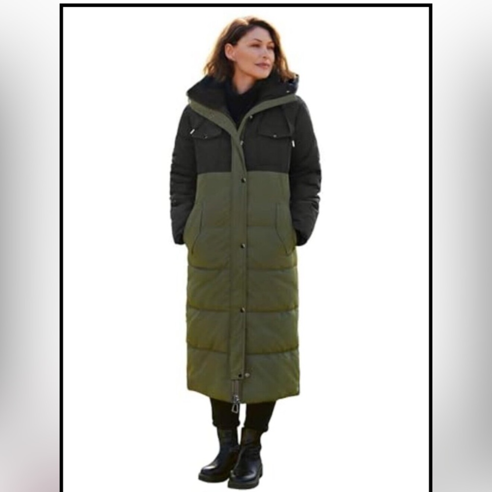 Women's Long Down Parka Jacket Warm Thickened Hooded Maxi Quilted Puffer Coat